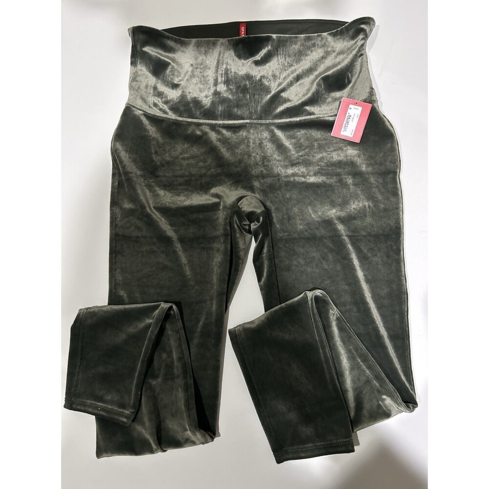 Spanx Women's Velvet Leggings Ankle Dark Palm Solid Stretch Size 1X NWT